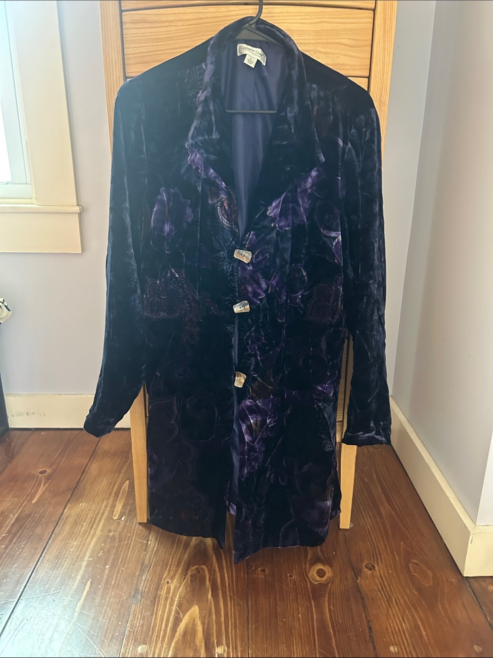 Coldwater Creek Women's Velvet Trench Coat in Deep Purple